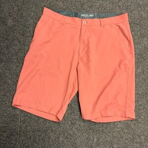 Matte Grey Mens Golf Shorts Size 36 Coral Pink Performance Polyester 9.5 Inseam